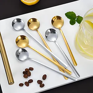 Ложка для латте Macchiato YIIFEEO Набор 10 штук Нержавеющая сталь Золотой, Серебряный synthetic.ua - Фото 1