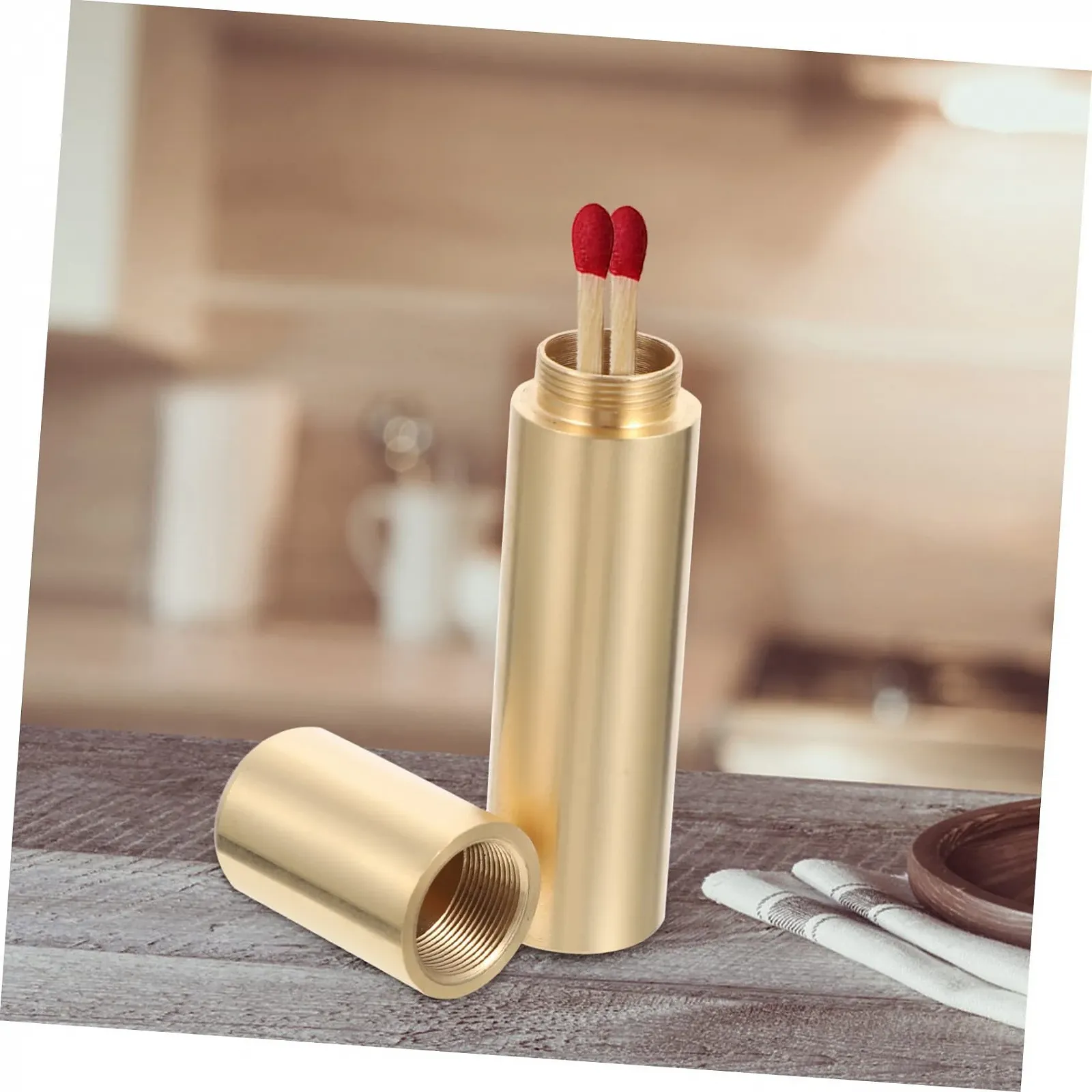 Коробка для Unomor, Водонепроникний контейнер Латунна дорожня металева банка для зберігання, фото №7