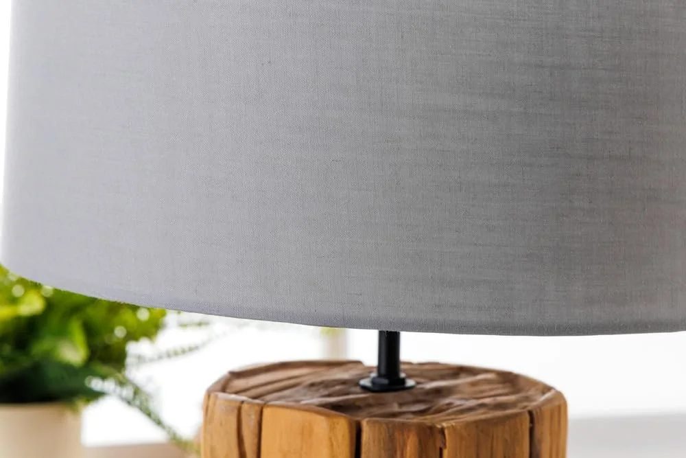 Настільна лампа invicta INTERIOR riess-ambiente Roots, 60 см, сіра, натуральне дерево, лляний абажур, фото №6