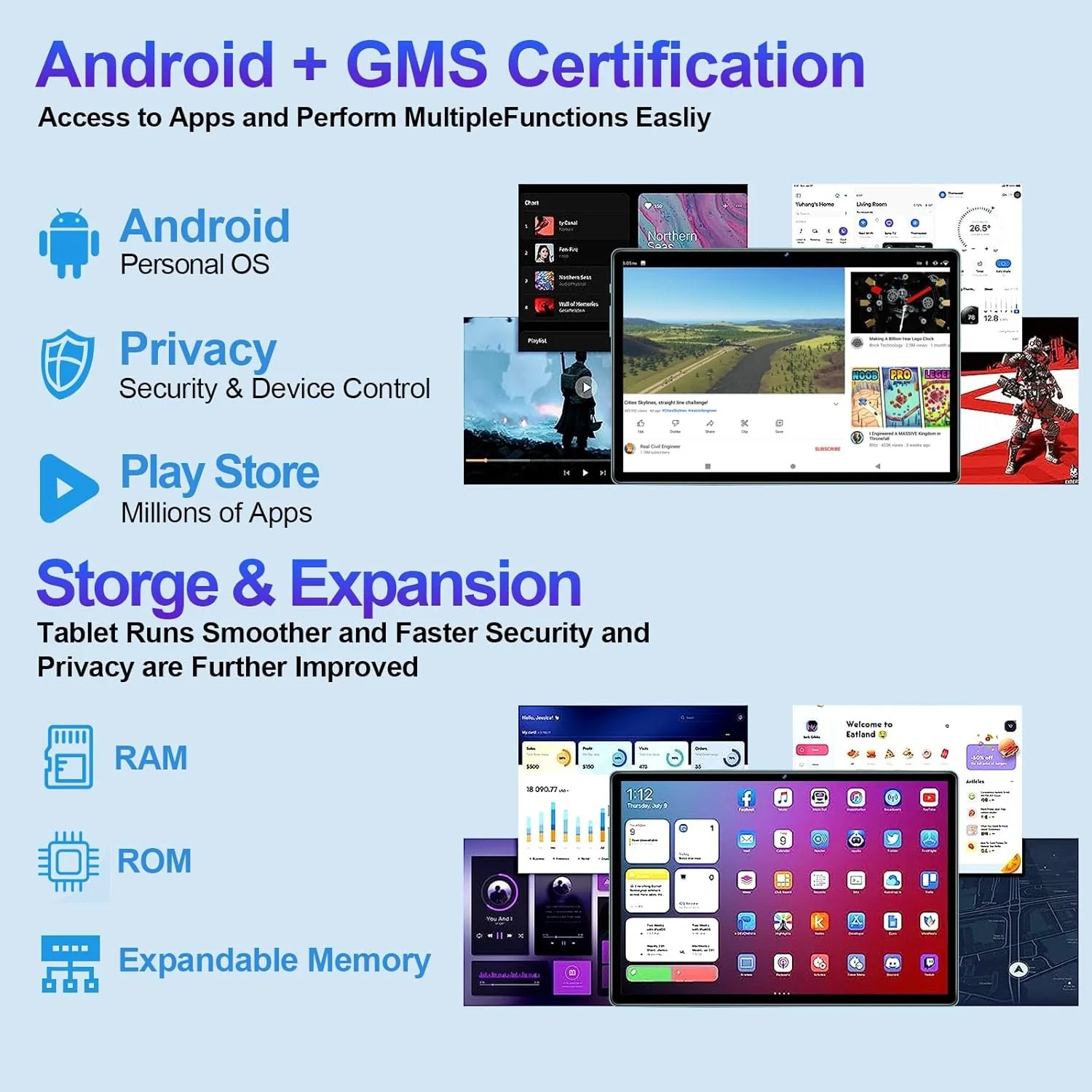 Планшет 10.1" Facetel Q10 8+6/128Gb 8 ядер Android 13 8000 мАh Золотий, фото №2