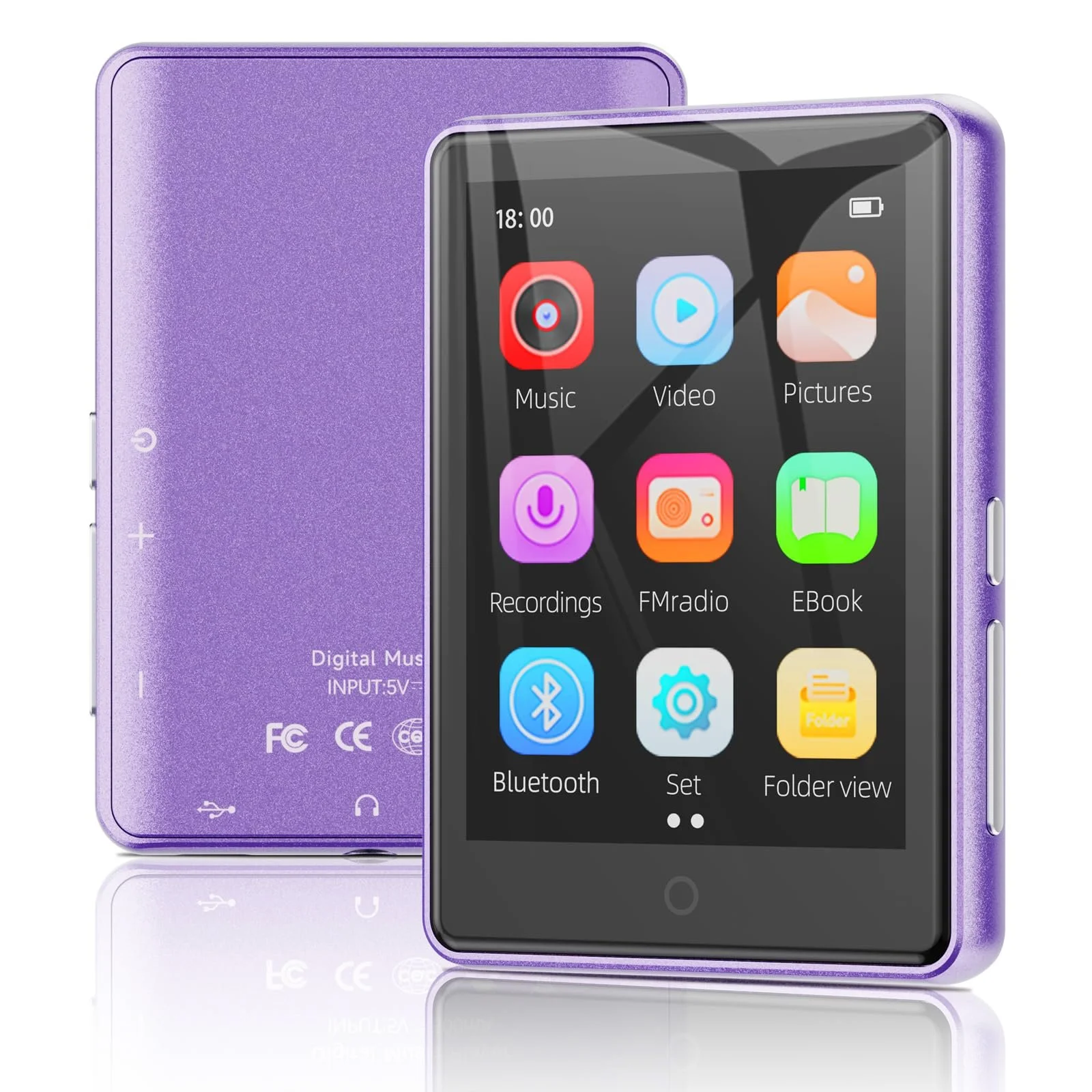MP3-плеєр 64 GB Bluetooth 5.3, 2.8-дюймовий сенсорний екран, динамік, радіо, функція запису, фото №9