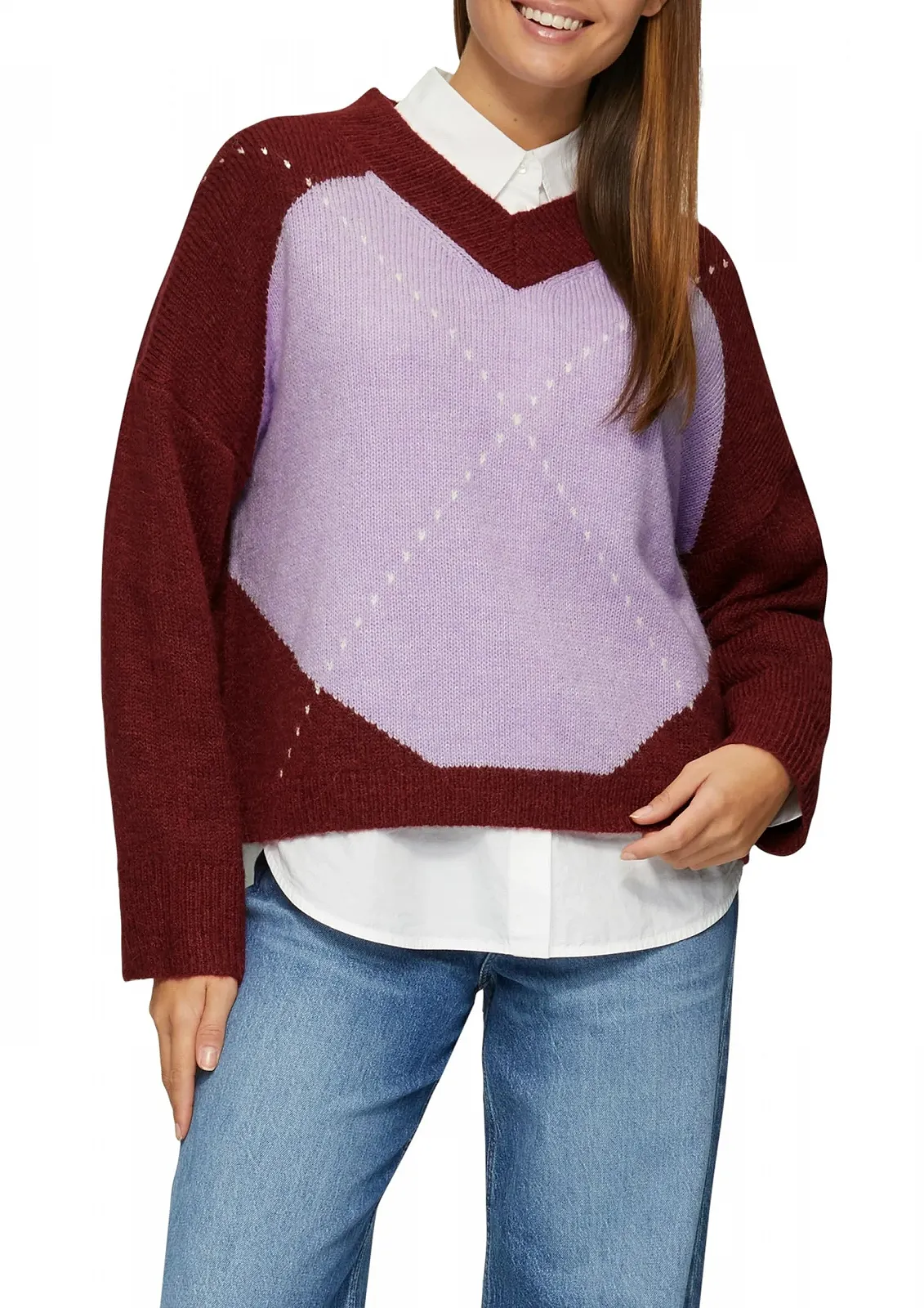 Джемпер s.Oliver Oversized В'язаний з вовни з ромбовидним візерунком, фото №2 Джемпер s.Oliver Oversized В'язаний з вовни з ромбовидним візерунком, фото №2