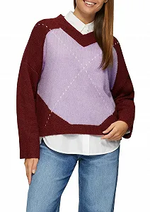 Джемпер s.Oliver Oversized В'язаний з вовни з ромбовидним візерунком synthetic.ua - Фото 1