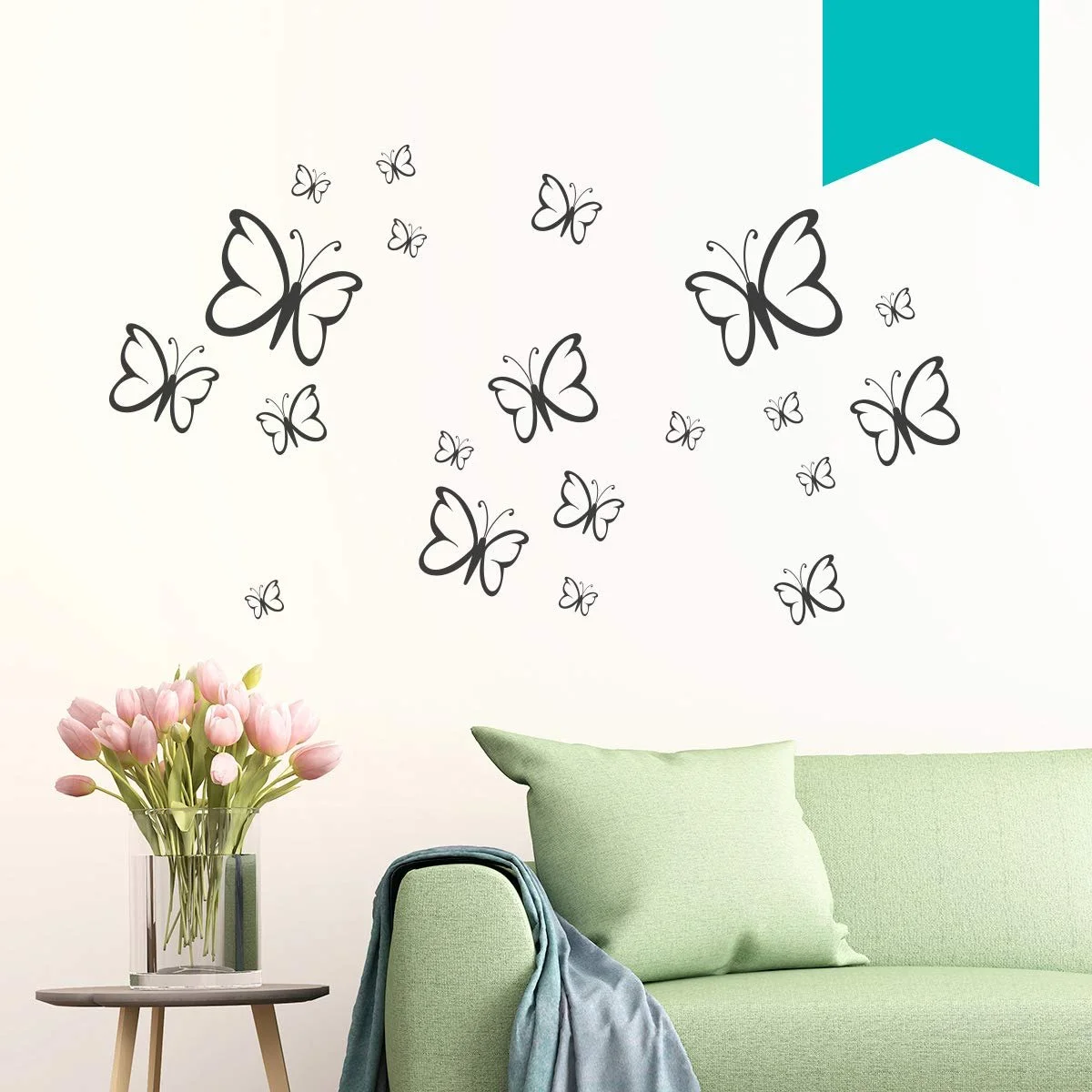 Набор наклеек на стену 20 шт. Wandkings Butterfly Mint, фото №1