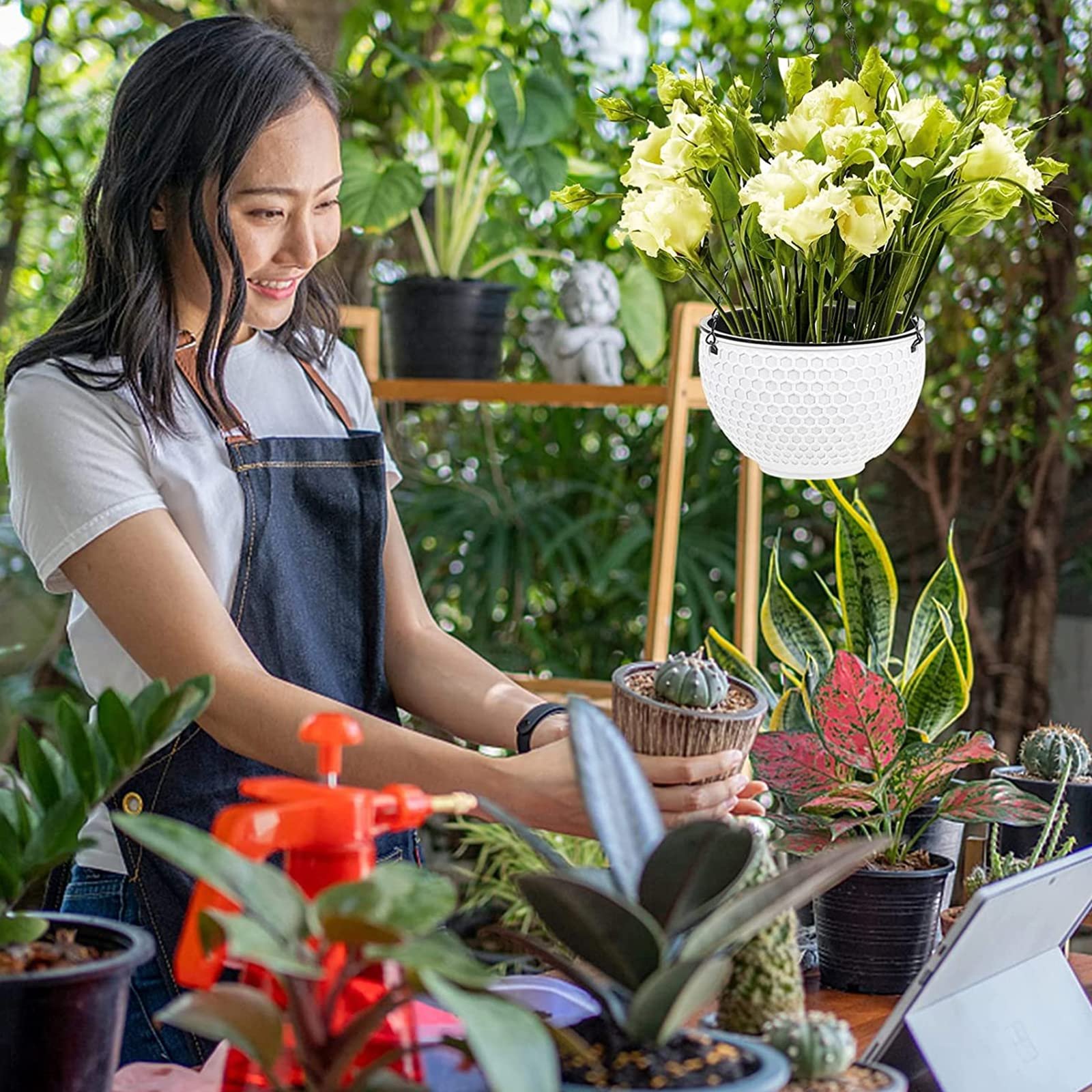 Підвісний кошик WZYTEU HUAPEN01 пластиковий з дренажним отвором та ланцюгами 21 см 2 шт., фото №7