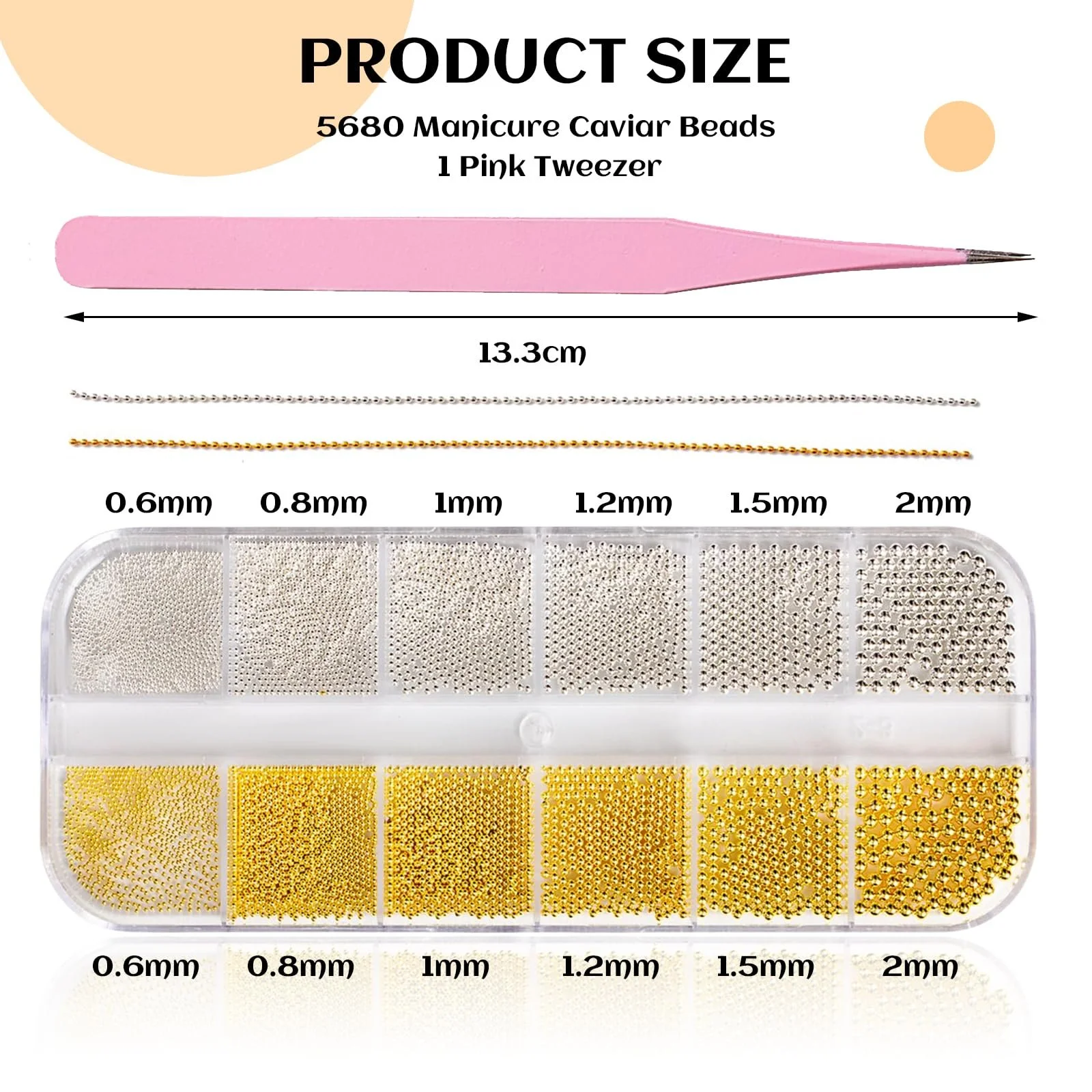Набор для декора ногтей Auiremrti Nail Accessory Set 5680 шт. Пинцет Золотистый и Серебристый, фото №1