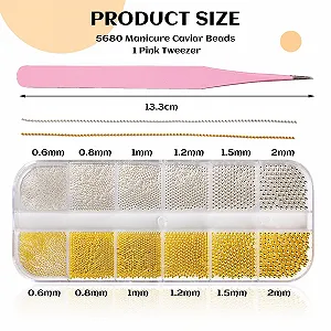 Набор для декора ногтей Auiremrti Nail Accessory Set 5680 шт. Пинцет Золотистый и Серебристый - Фото 1