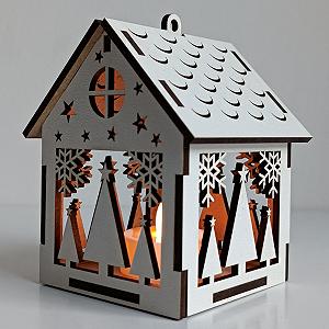 Новогодние игрушки с подсветкой LED Домик 10см Декор Елки - Фото 1