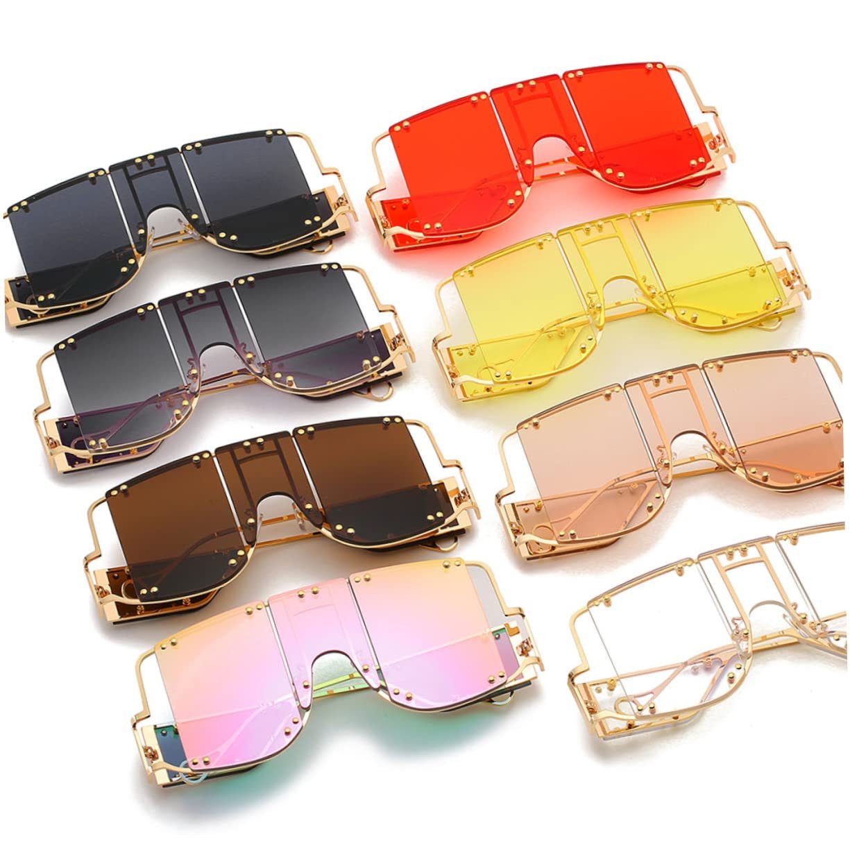 Сонцезахисні окуляри Retro PACKOVE Квадратні Rehanna Steampunk Набір з 3 штук, фото №6