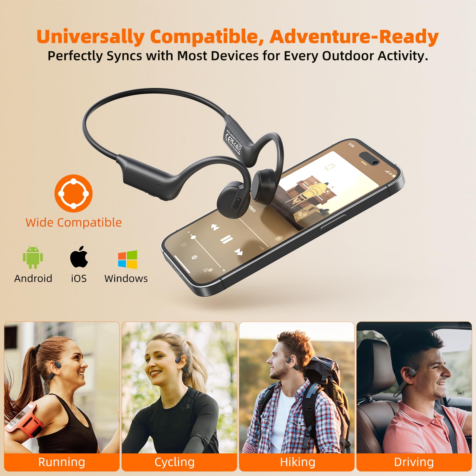 Навушники Carviki Bone Sound IP67 Bluetooth 5.3 Чорний, фото №7