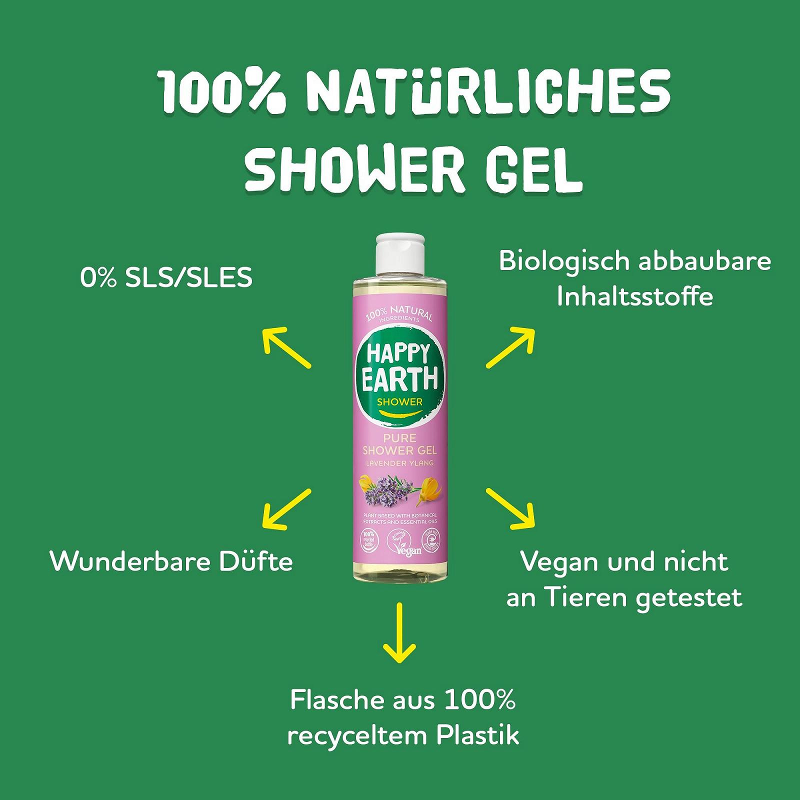 Гель для душа Happy Earth Floral Patchouli 100% натуральный веганский, 300 мл, фото №1