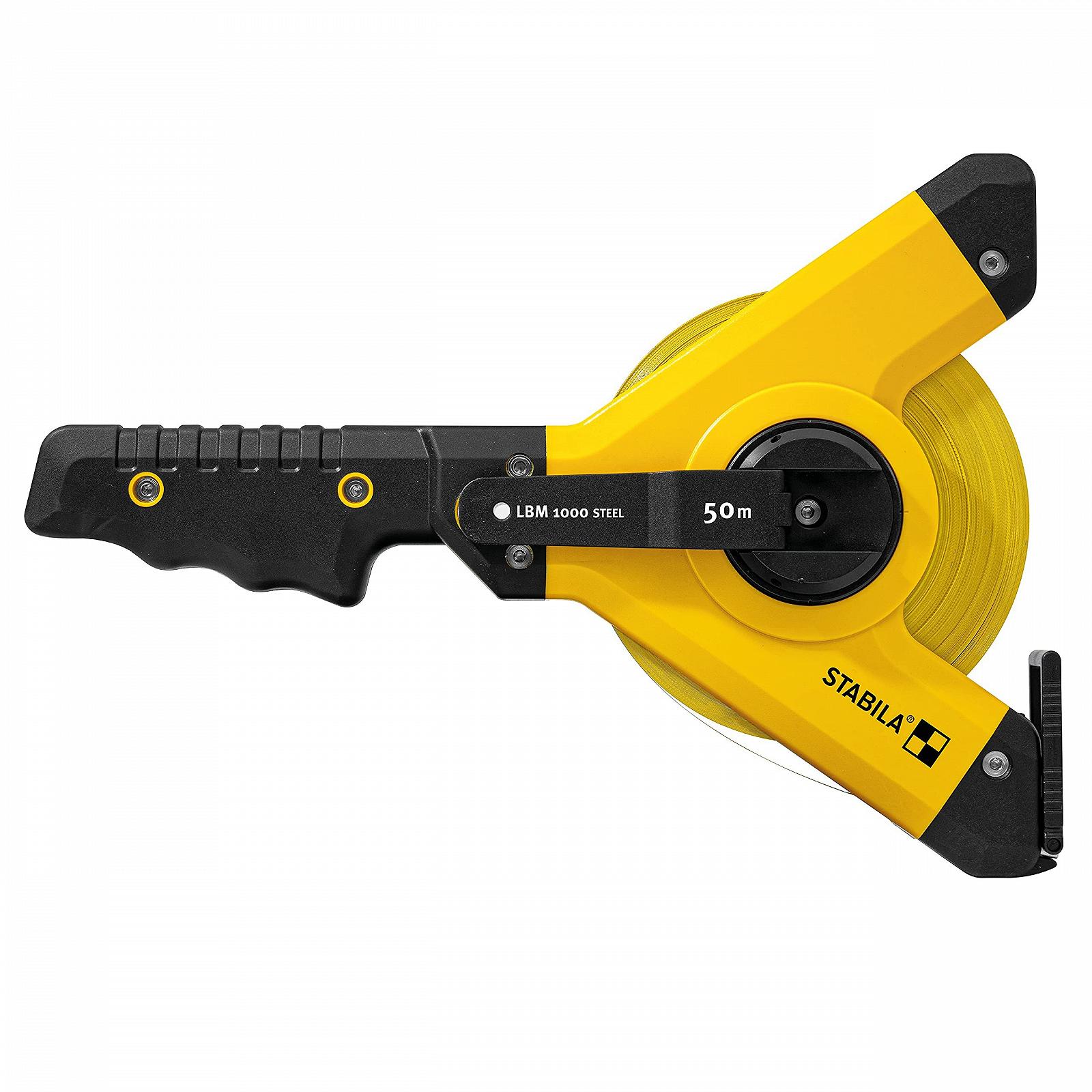 Рулетка в корпусі Stabila LBM 1000 STEEL, 50 м, чорний/жовтий, фото №1