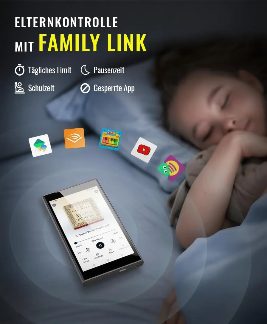 MP3-плеер Pecsu G5 128GB Bluetooth, WiFi, 5-дюймовый сенсорный экран Android 14, Черный, фото №4