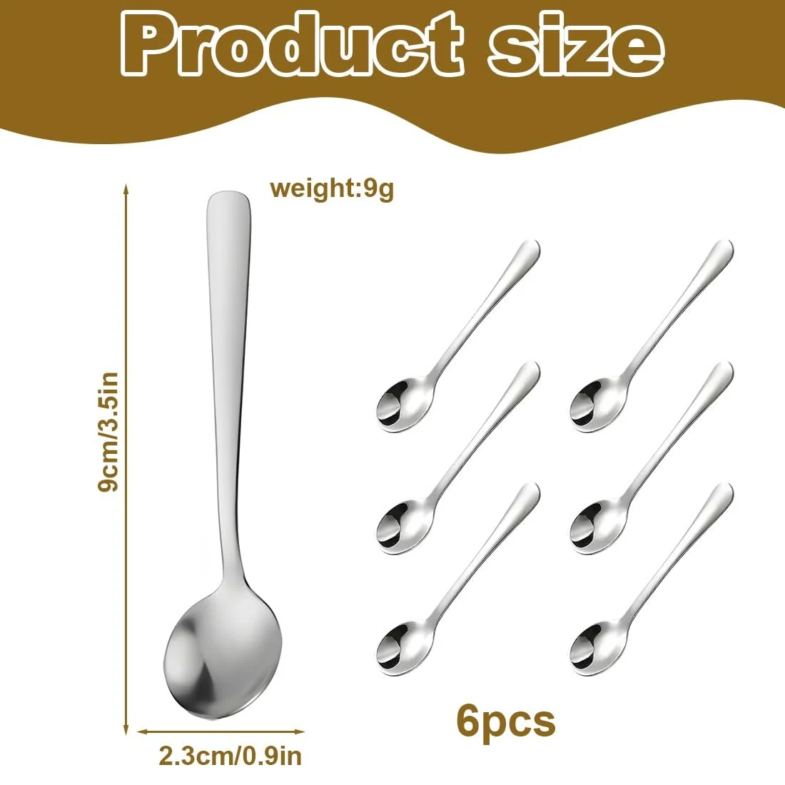 Ложка нержавіюча сталь, набір 6 штук, маленька для спецій (9 см) Чорний, фото №2 Ложка нержавіюча сталь, набір 6 штук, маленька для спецій (9 см) Чорний, фото №2