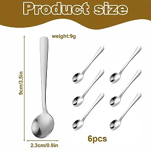 Ложка нержавеющая сталь, набор 6 штук, маленькая для специй (9 см) Черный synthetic.ua - Фото 1