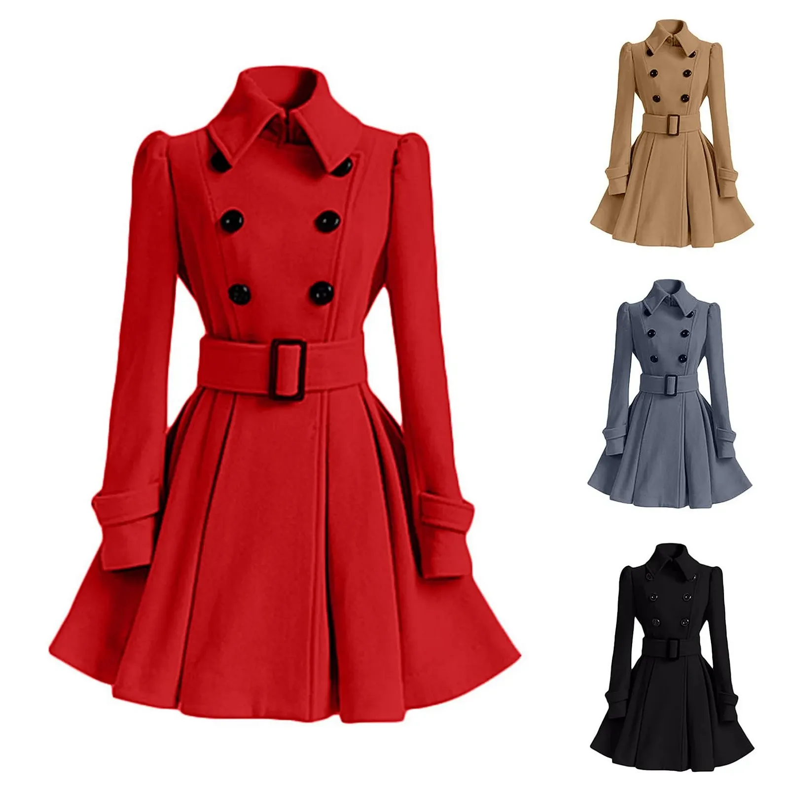 Женское шерстяное пальто QREXVOG Приталенное длинное, фото №3