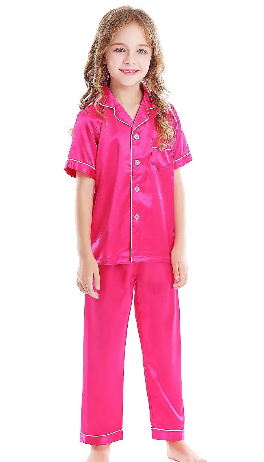 Комплект пижамы Horcute: топ с короткими рукавами и длинные штаны, атласный, фото №2 Комплект пижамы Horcute: топ с короткими рукавами и длинные штаны, атласный, фото №2