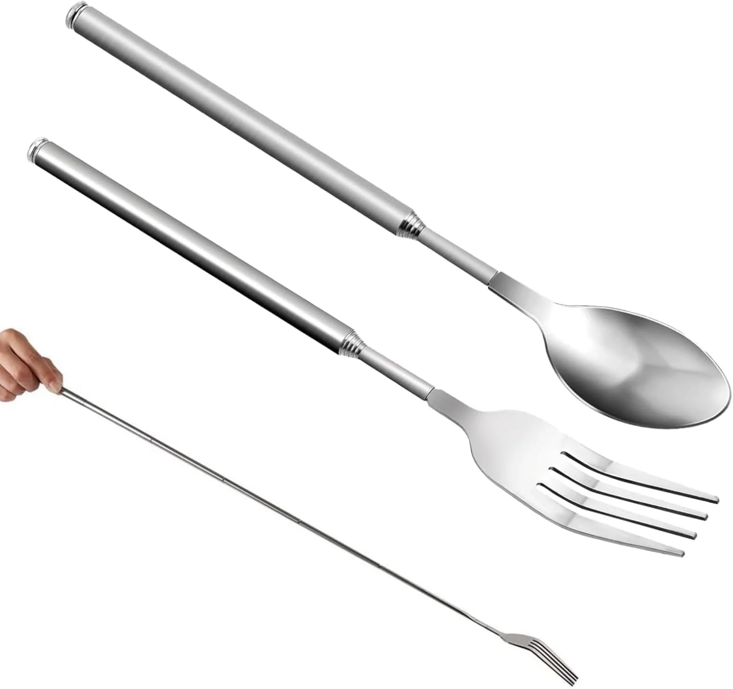 Набір телескопічних виделок і ложок, 2 шт., висувна, фото №1