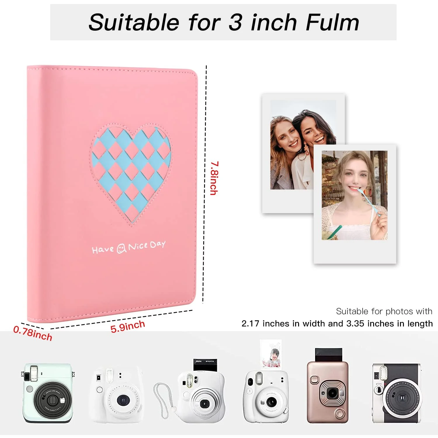 Фотоальбом Phoebe для Fujifilm Instax Mini 11/9/8/LiPlay 256 кишень 2 x 3 дюйми Темно-рожевий, фото №3 Фотоальбом Phoebe для Fujifilm Instax Mini 11/9/8/LiPlay 256 кишень 2 x 3 дюйми Темно-рожевий, фото №3