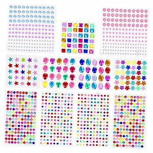 Наклейки Кристали Діаманти STOBOK 11 аркушів Райдужні Стрази - Фото 1