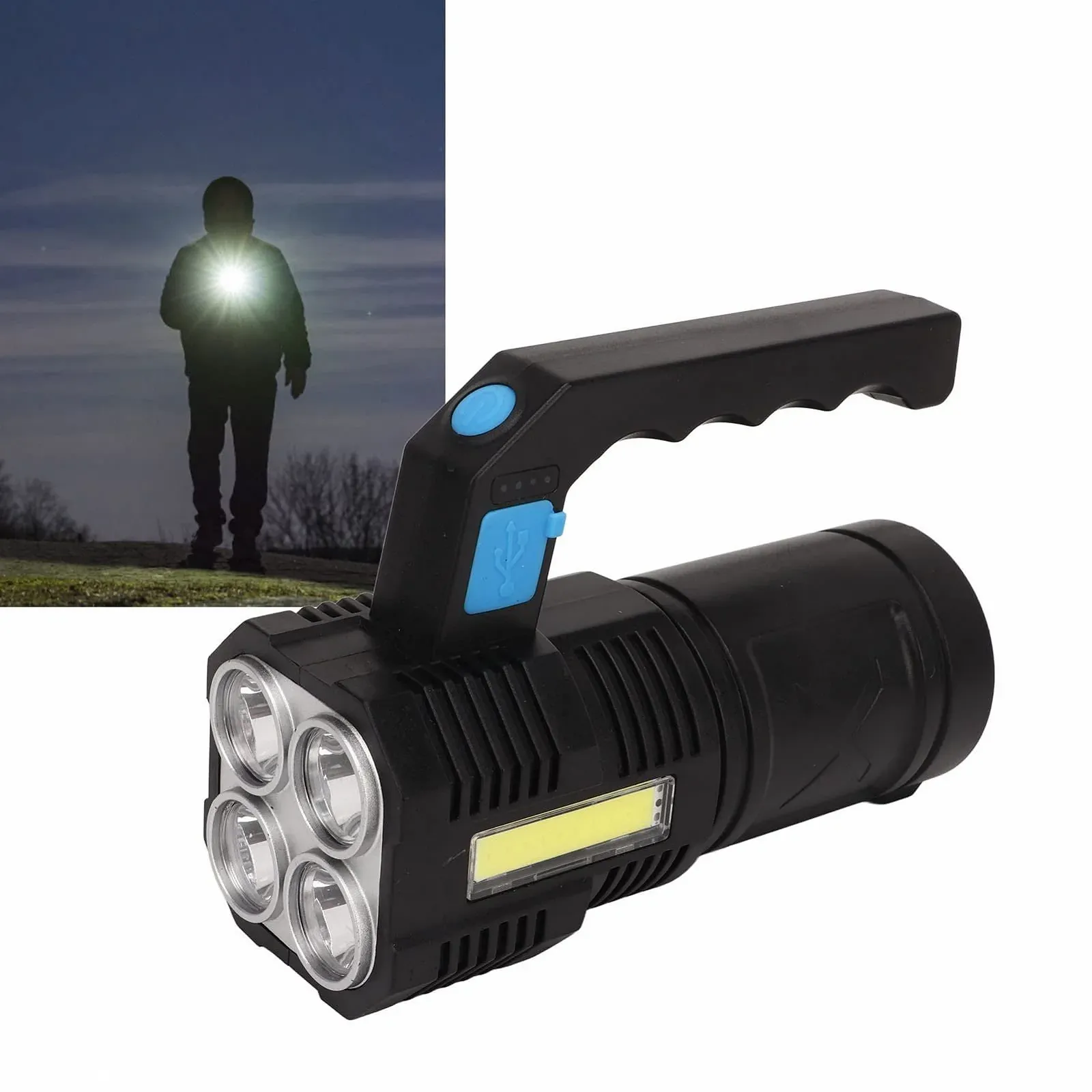 Фонарь Pilipane Сверхяркий Поисковый фонарь 4 режима IPX4 Водонепроницаемый Алюминиевый сплав Ручной фонарь для Кемпинга Пешего туризма, фото №9