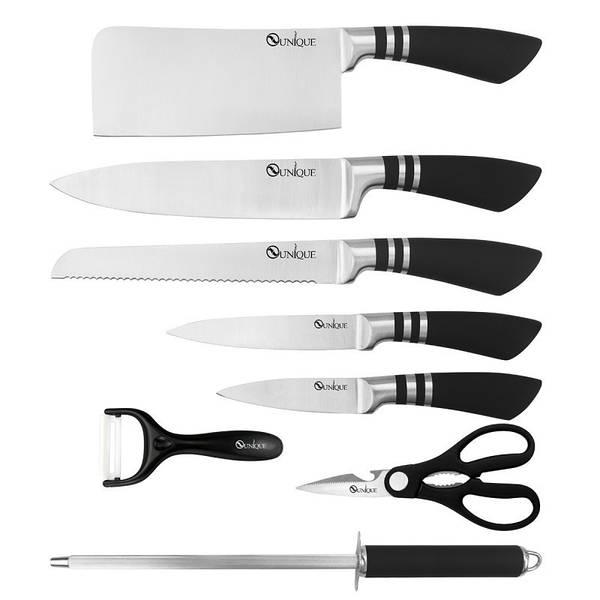 Набор ножей с подставкой из нержавеющей стали UNIQUE UN-1835 9 предметов, фото №1 Набор ножей с подставкой из нержавеющей стали UNIQUE UN-1835 9 предметов, фото №1