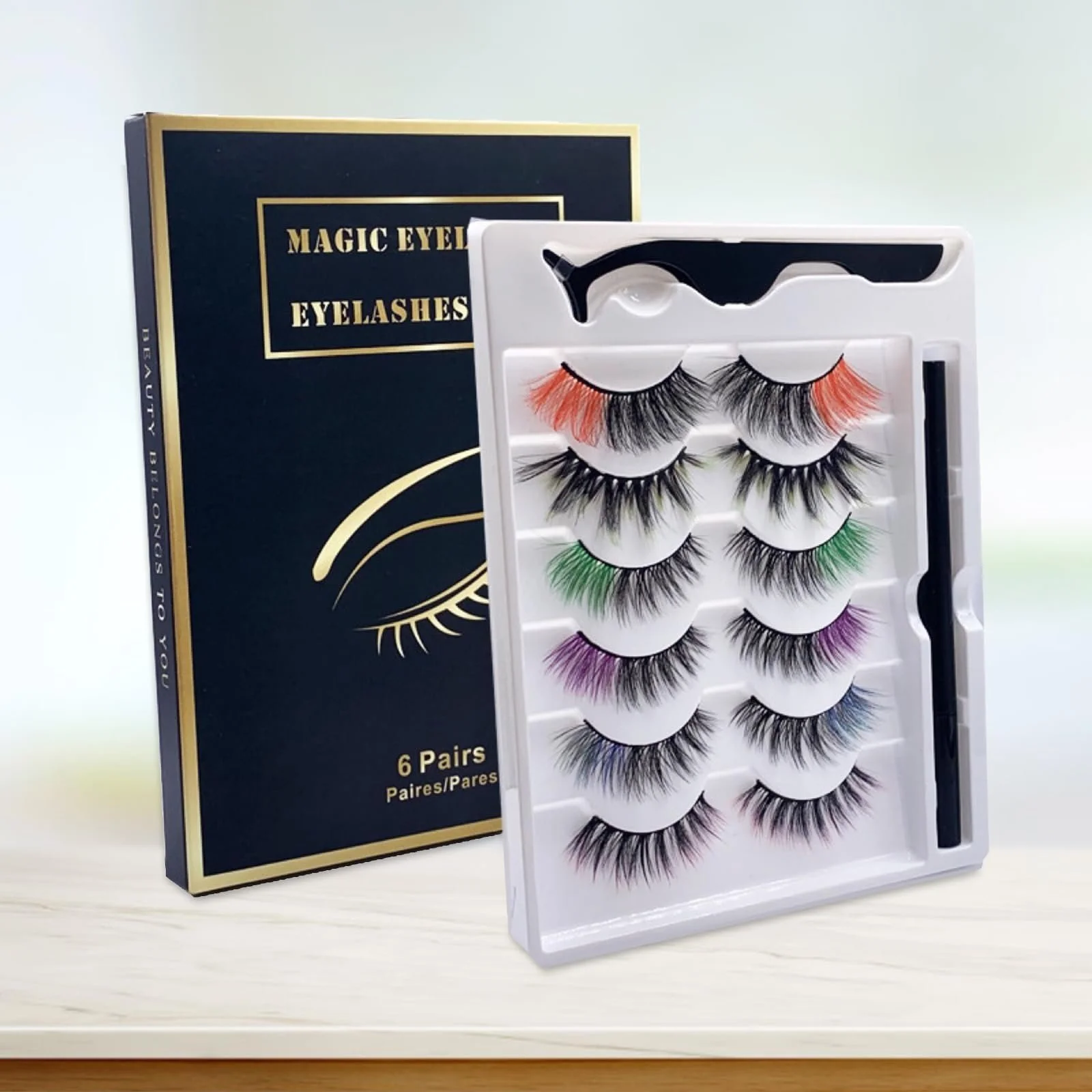 Набор цветных накладных ресниц, фото №6