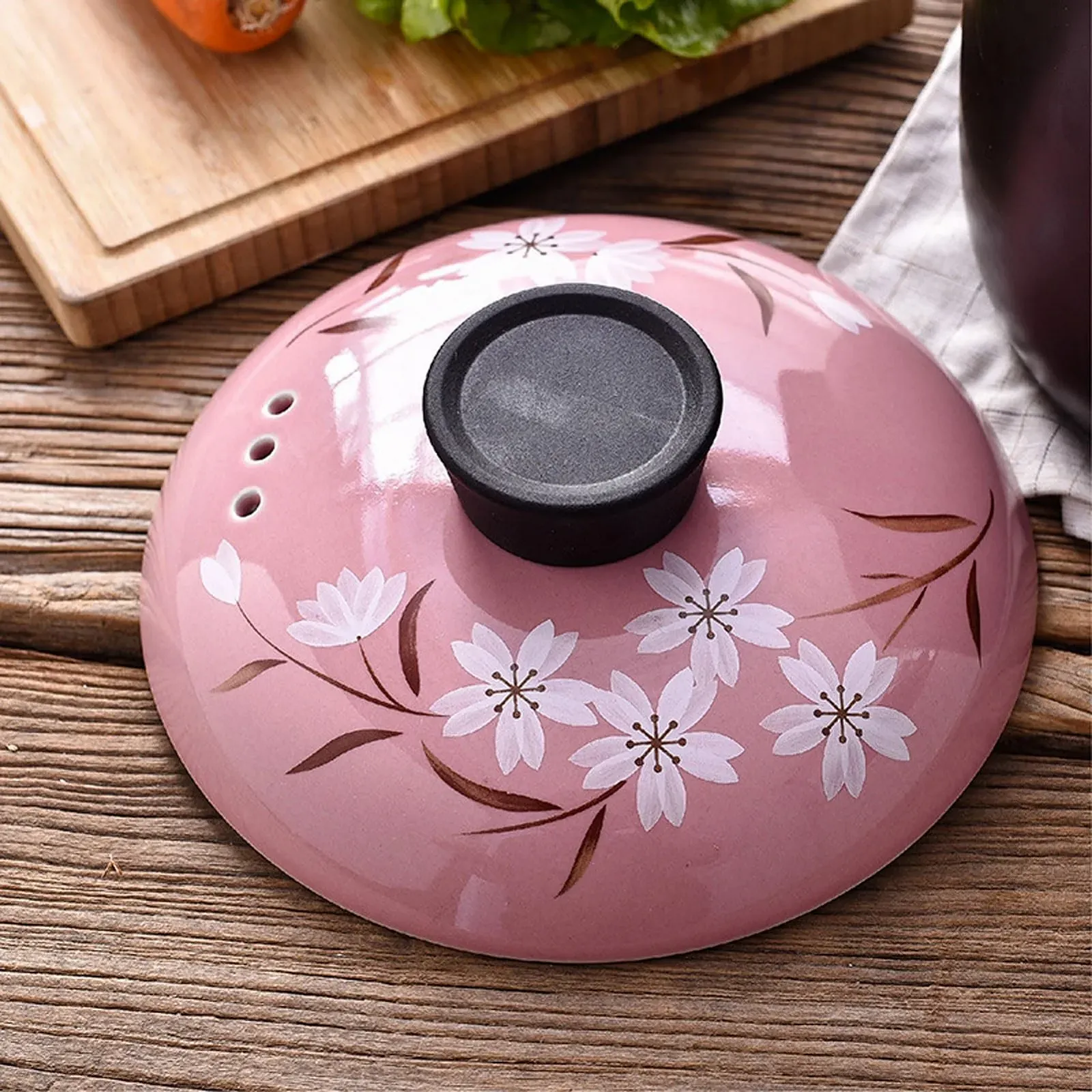 Кастрюля керамическая круглая с крышкой термостойкая многофункциональная для бибимбапа из сподумена, фото №4