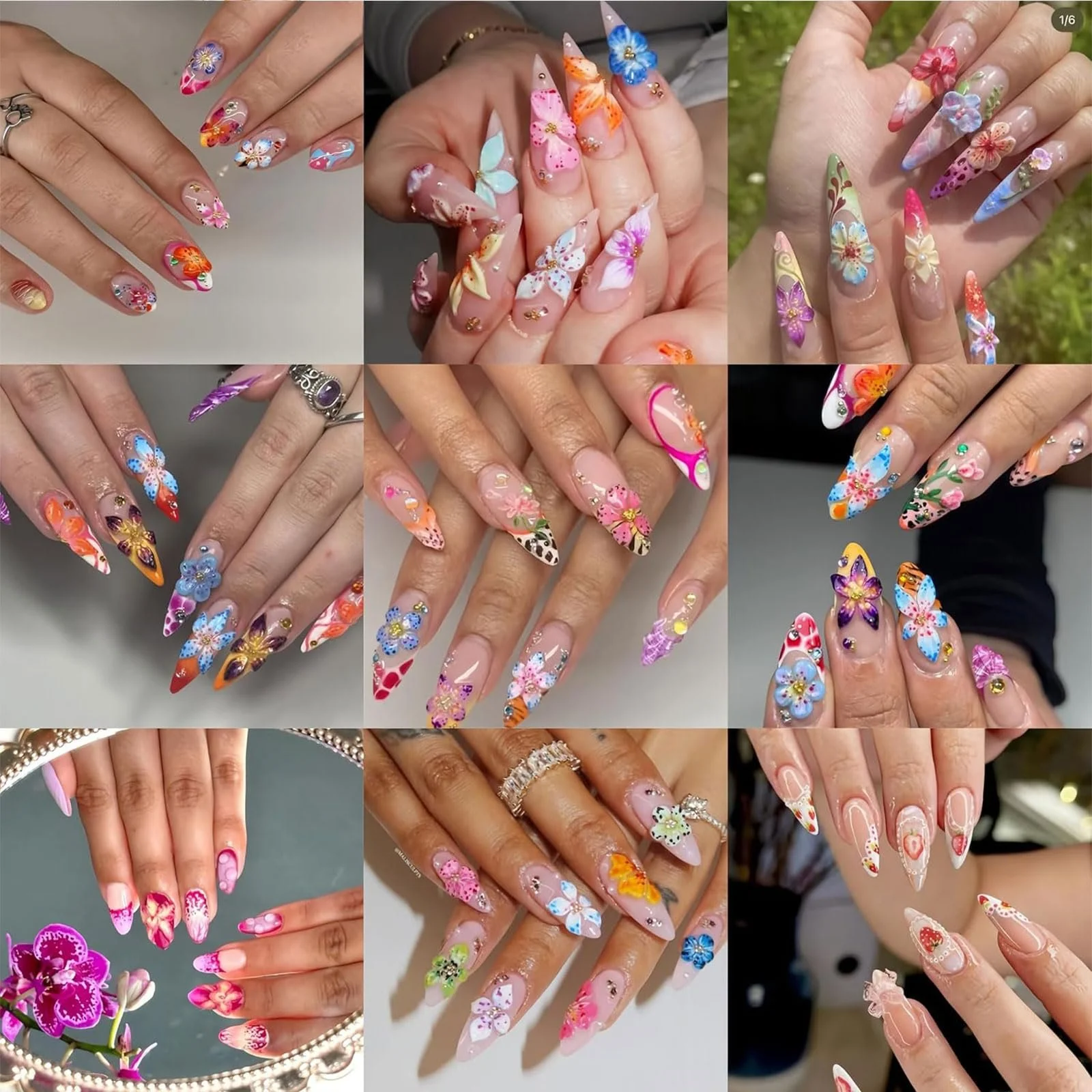 Подвески для дизайна ногтей Цветы 3D Гавайские Цветы Стразы Самоцветы Разноцветные Бриллианты Летние украшения для ногтей, фото №7