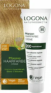 Крем-фарба для волосся LOGONA Naturkosmetik Plant Hair Colour Cream 200 Мідний блонд, рослинна фарба для волосся з хною, веганська фарба для стійкого фарбування, м'яке фарбування для блискучого волосся - Фото 1