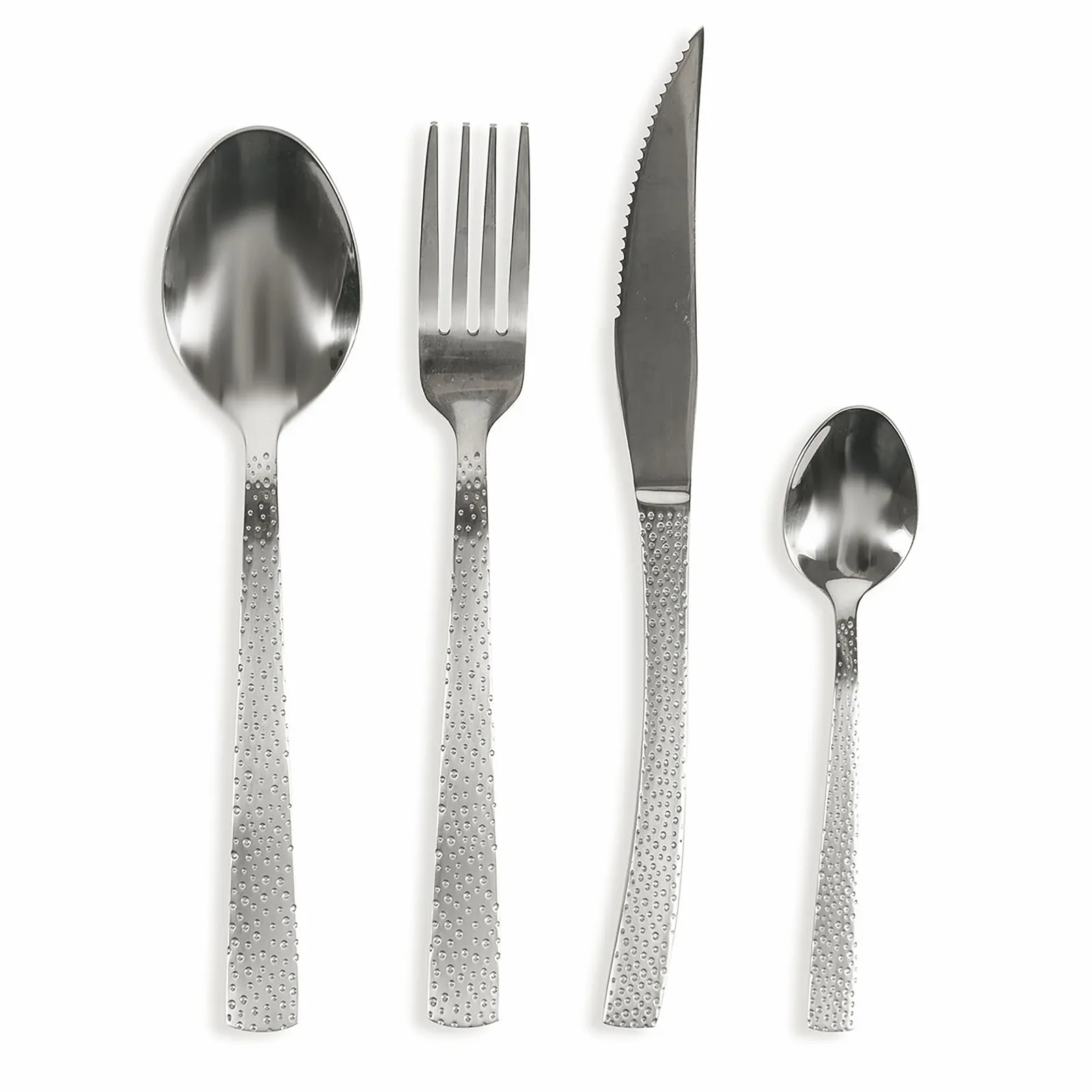 Набор столовых приборов Villa d'Este Home Tivoli, 24 предмета, нержавеющая сталь, кованый, серебристый матовый камень, фото №1