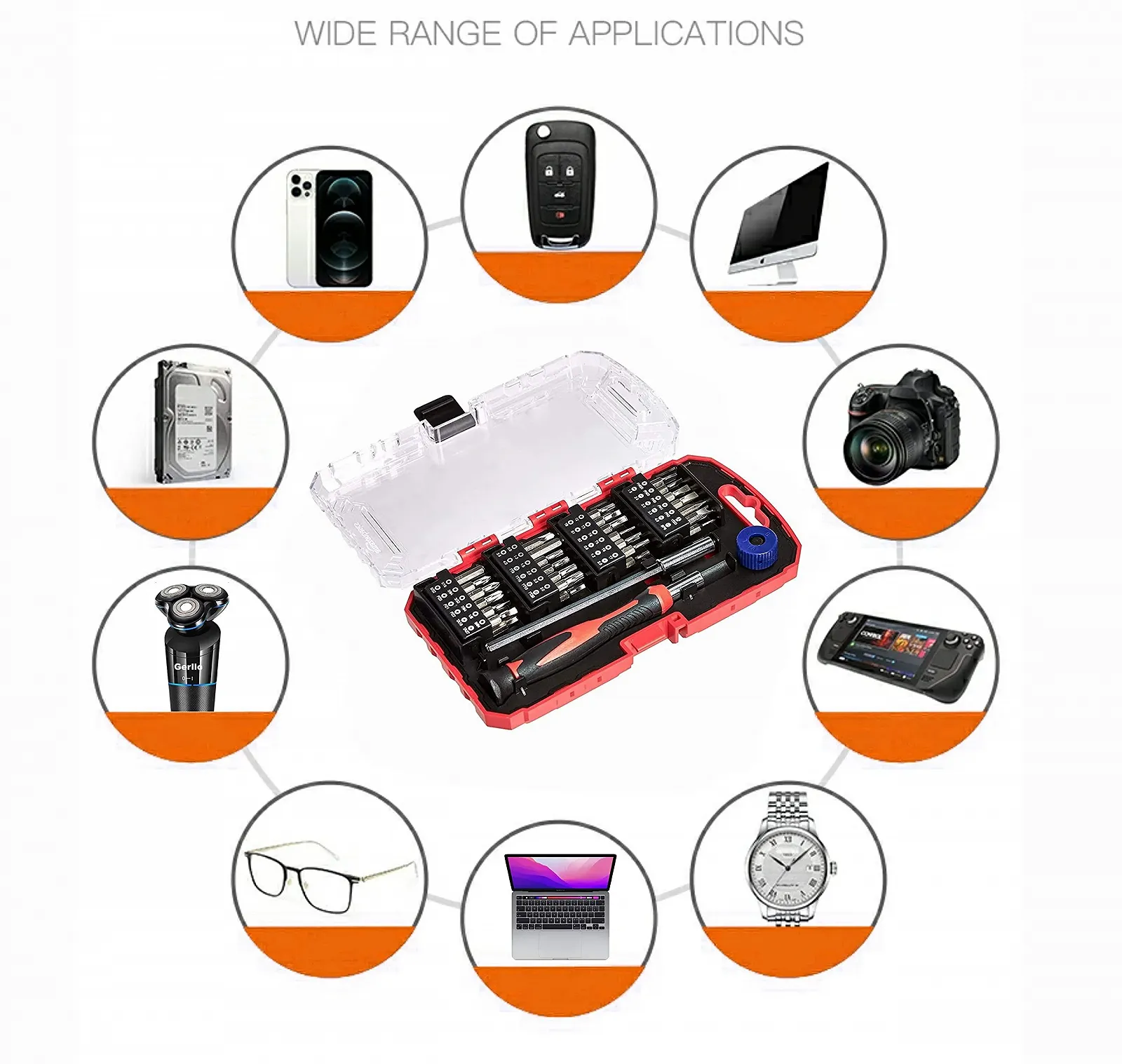 Набір прецизійних біт Amazon Basics 51 шт. Tri-Wing Білий, фото №6