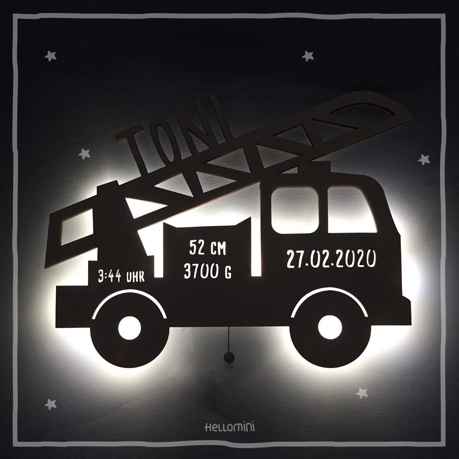 Ночник Лампа Lars the Fire Engine Светильник для детской комнаты Ночник для детей [Энергетический класс A+], фото №2