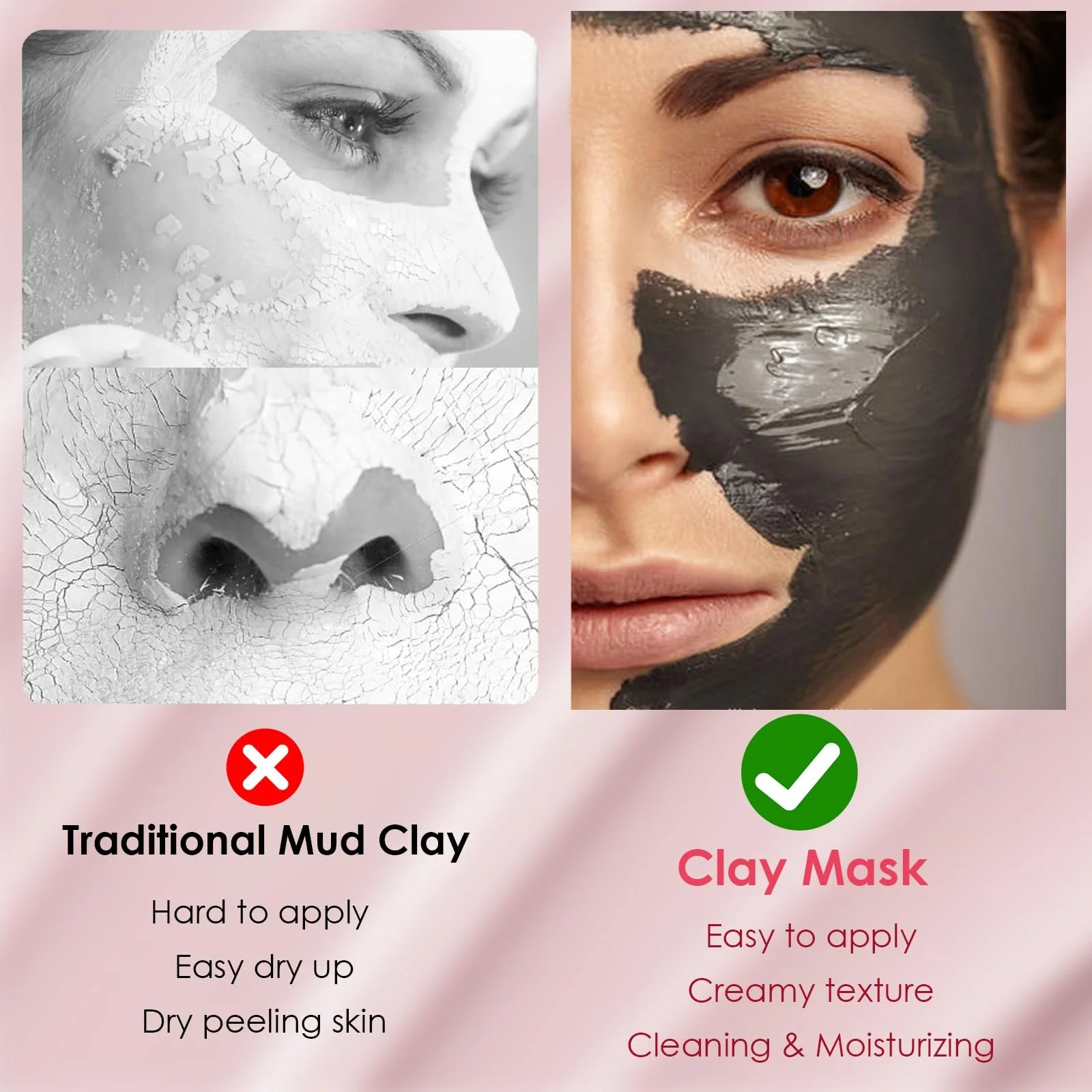 Набір масок для обличчя Spa, Маска для обличчя з трояндою, Набір глиняних масок для зменшення кількості чорних цяток і акне, фото №4