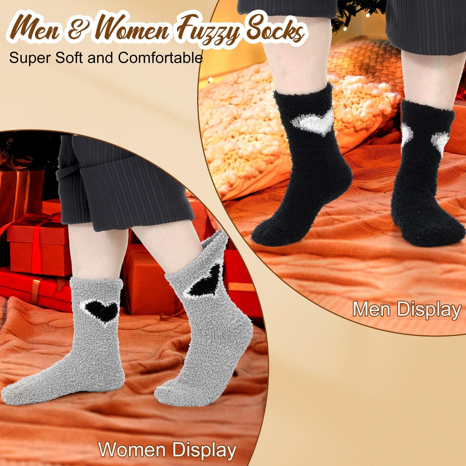 Носки Женские Мягкие Зимние Носки из Кораллового Флиса с Рисунком Сердца (3 пары), фото №7