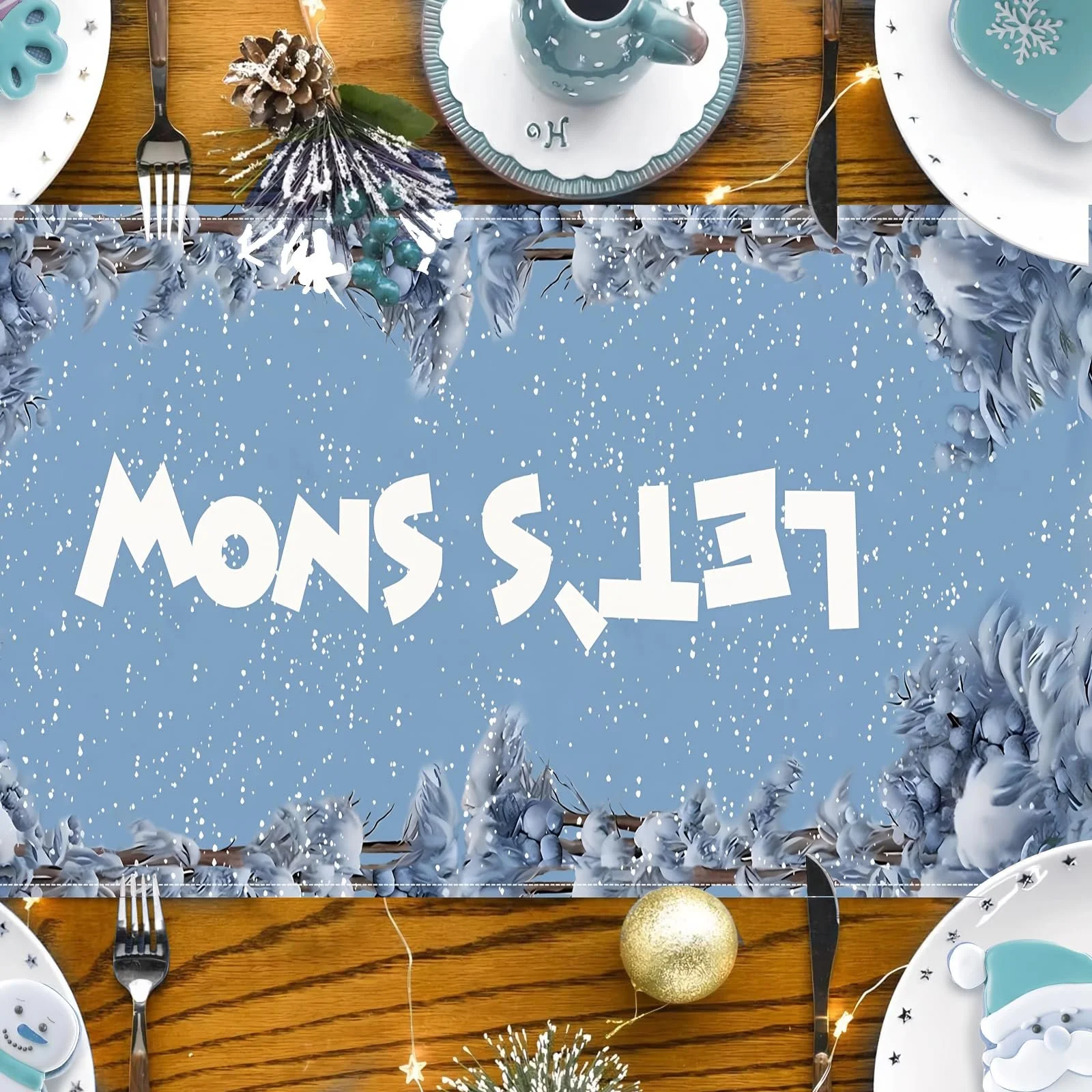 Доріжка на стіл Christmas Winter Fashion Багаторазова 183 x 33 см Синя, фото №3 Доріжка на стіл Christmas Winter Fashion Багаторазова 183 x 33 см Синя, фото №3