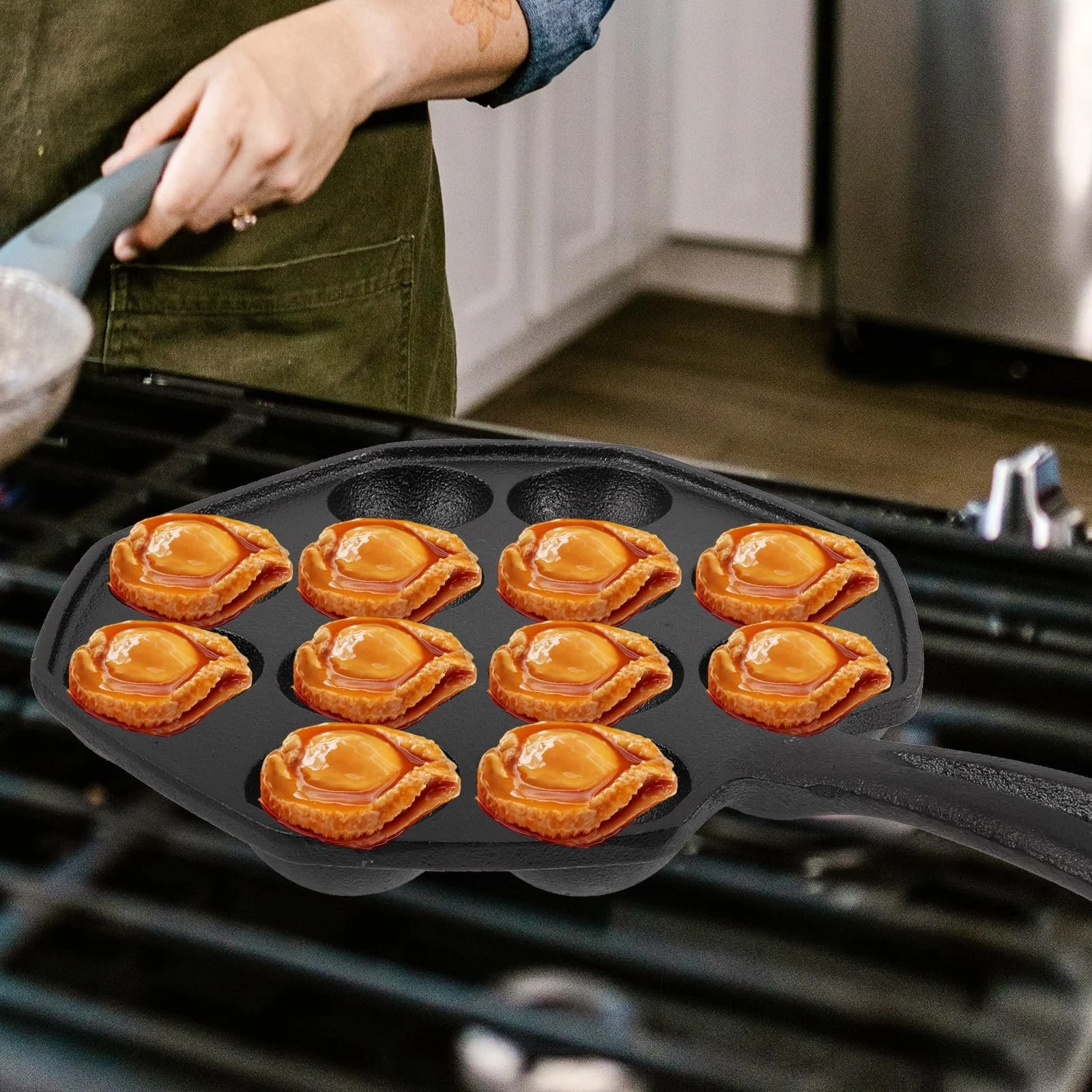 Форма для запікання равликів Sewroro 12 отворів чавунна з ручкою для дому та ресторанів, фото №4