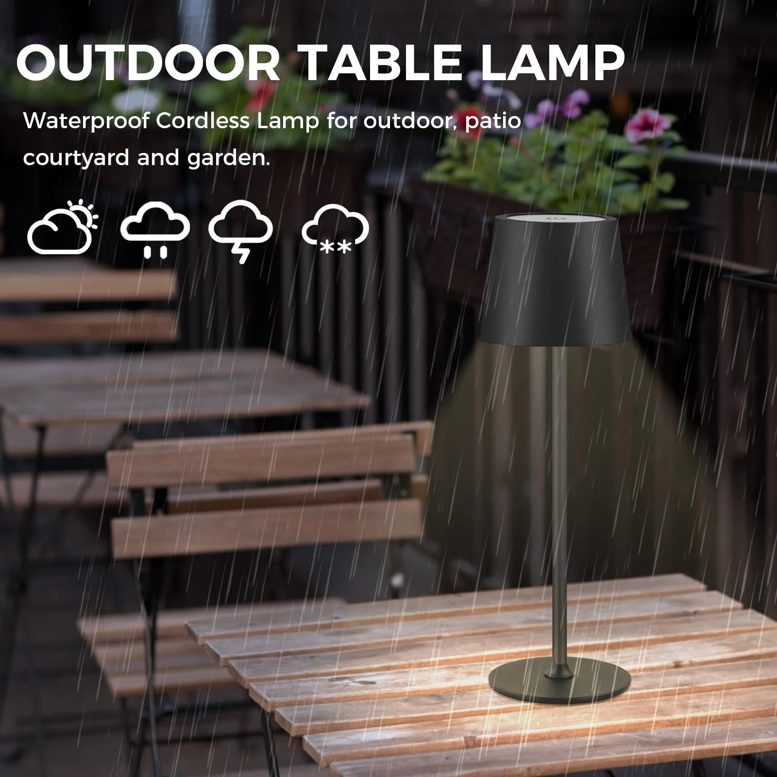 Настільна лампа CNMTCCO LED Акумуляторна 5200 мАг Сенсорна Водонепроникна, фото №4