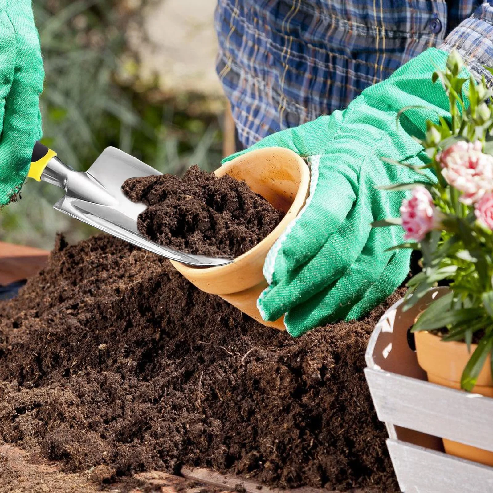 Лопатка Gardena для цветов, посадка, пересадка, пропалка, перемещение и выравнивание грунта, нержавеющая сталь, 30 x 7,5 см, фото №4