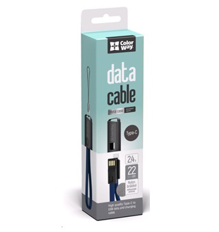 Кабель ColorWay USB-microUSB, 2.4А, 0.22м, Blue (CW-CBUM022-BL), фото №1