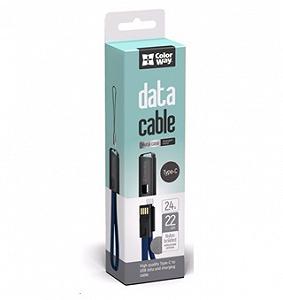 Кабель синхронізації Colorway USB-microUSB, 2.4А, 0.22м, Blue (CW-CBUM022-BL)