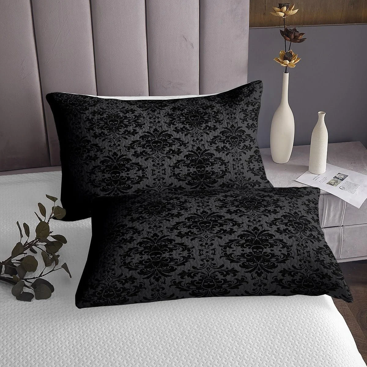Покривало Homemissing Дамаск Чорний 240 x 260 см Вінтажний, фото №4