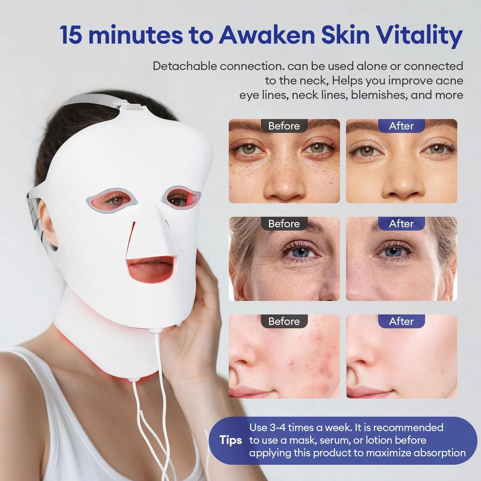 LED Маска для світлової терапії обличчя з дистанційним керуванням для омолодження, підтяжки для всіх типів шкіри, фото №5 LED Маска для світлової терапії обличчя з дистанційним керуванням для омолодження, підтяжки для всіх типів шкіри, фото №5