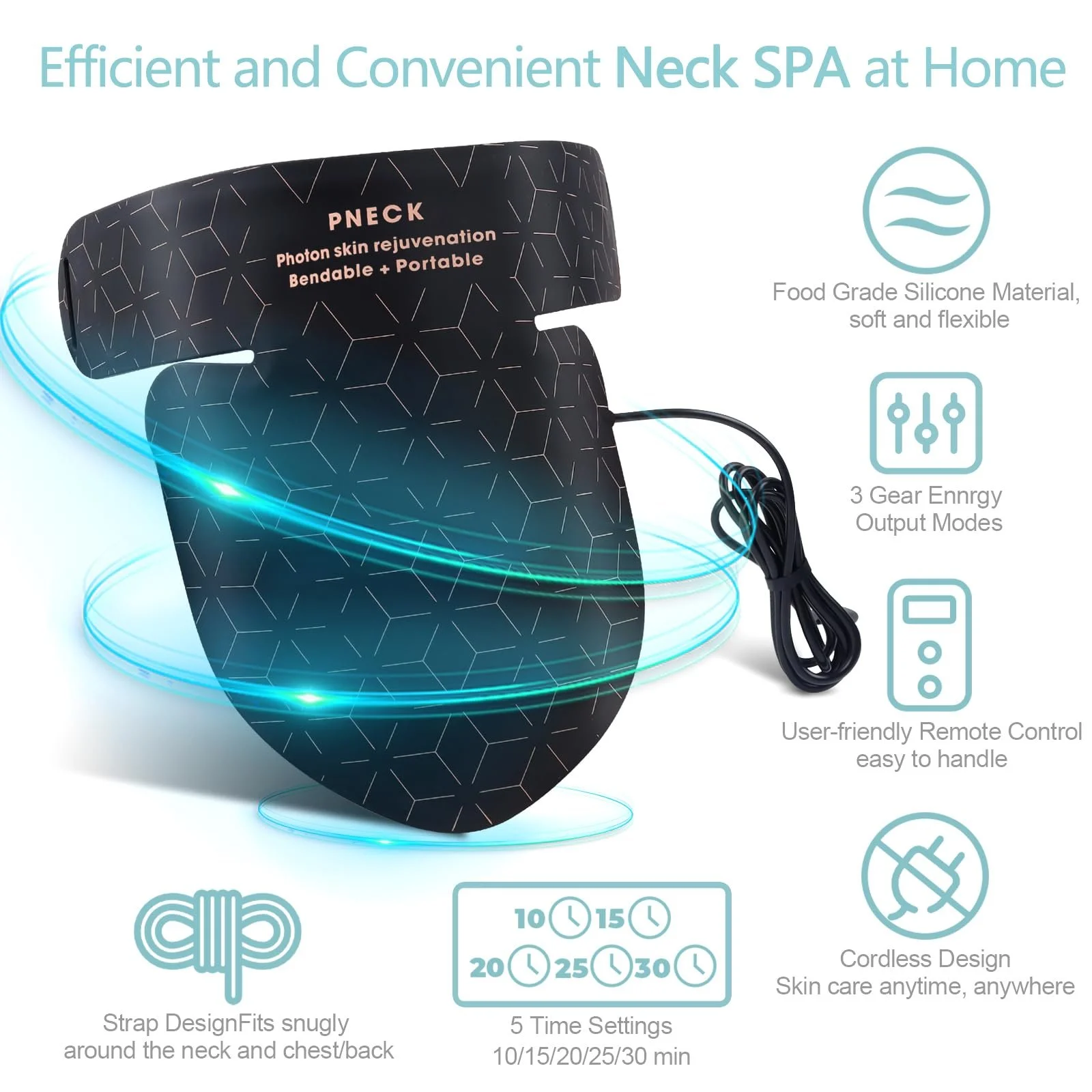 LED Маска для шиї Світлова терапія Червоне світло Силіконова маска Інфрачервона, фото №5