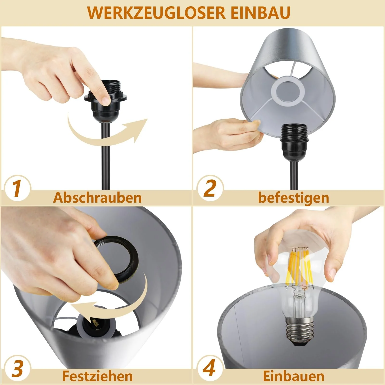 Настільна лампа Allesgute Touch Dimmable USB A+C LED 6 Вт Чорна, фото №6