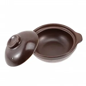 Керамический горшок TOYANDONA с крышкой жаростойкий для газовой плиты коричневый - Фото 1