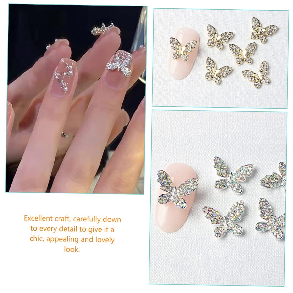Украшения для ногтей Бабочка Healeved 4 набора 3D, 22 шт x 4, фото №2