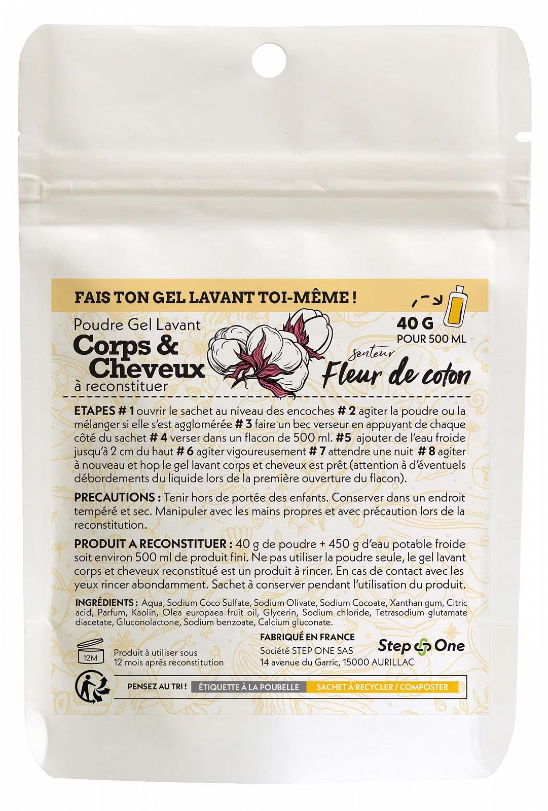 Шампунь та гель для душу 2-в-1 у порошку Step One Cotton Blossom 40 г (500 мл), фото №1