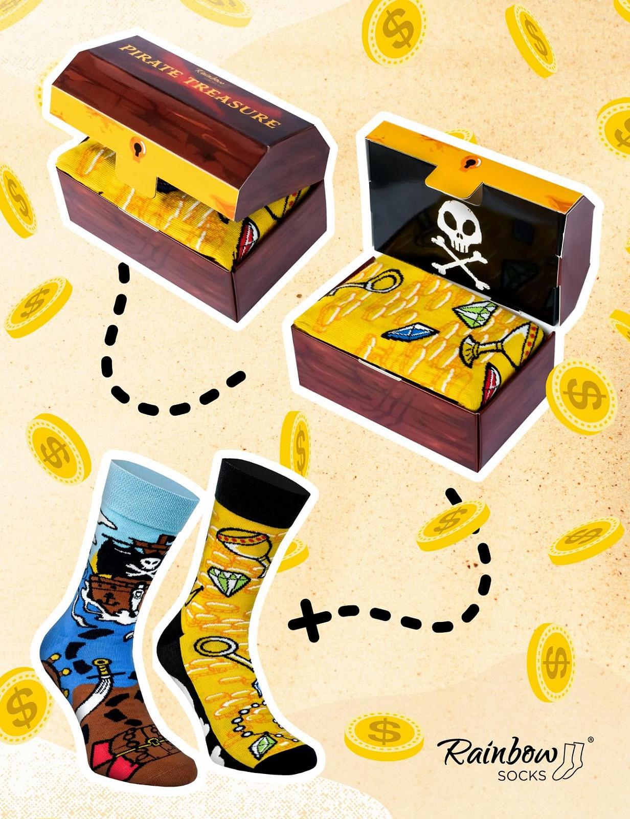 Шкарпетки Rainbow Socks Піратський скарб у коробці - Жіночі Чоловічі - 2 пари, фото №3