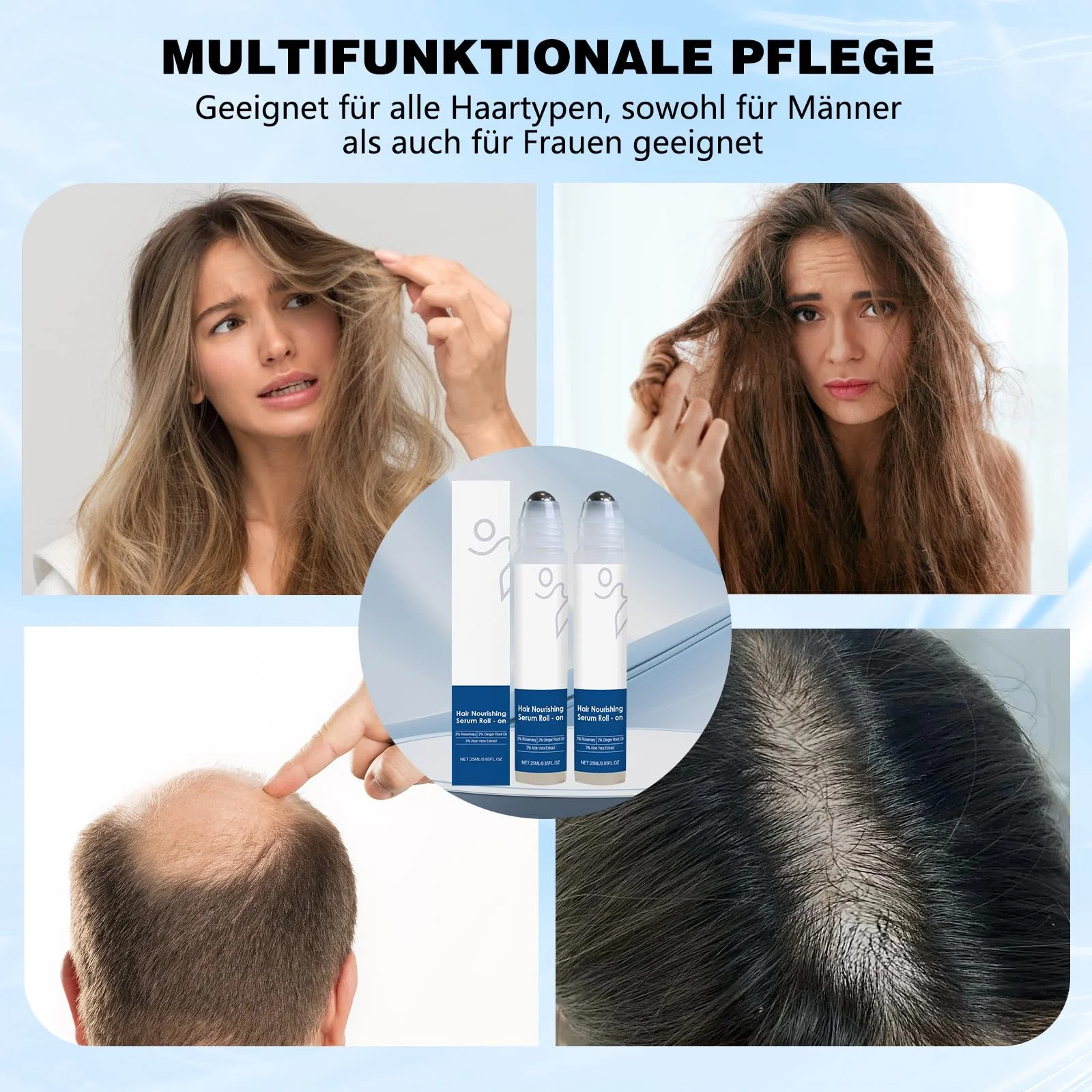 Сироватка для росту волосся з розмарином Роликова, 25 мл x 2, Розмаринова роликова сироватка для волосся, фото №2